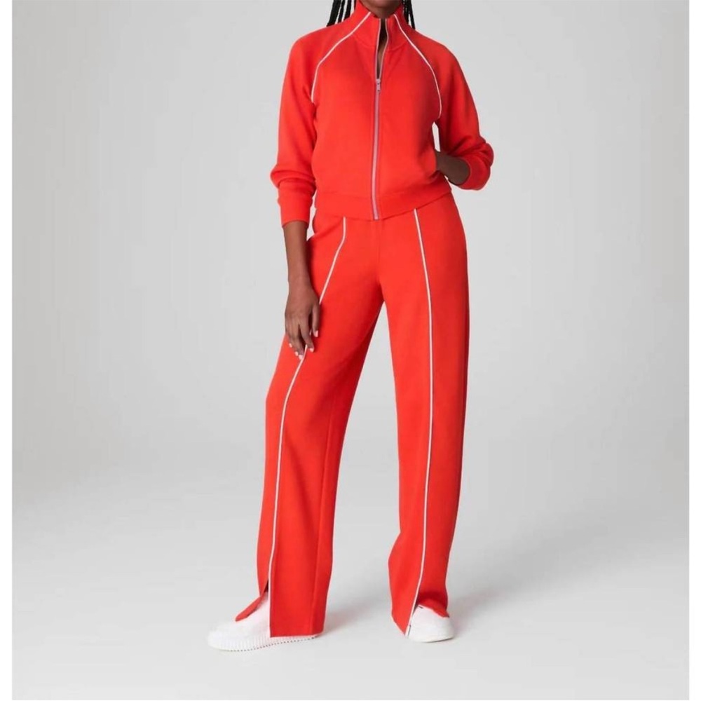 SPANX Red Straight Leg Pants with White Piping